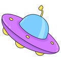 UFO flying ship belonging to alien extraterrestrials. doodle icon drawing