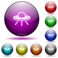 UFO icon in glass sphere buttons