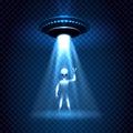 UFO invasion light beam with alien Royalty Free Stock Photo