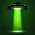 UFO light beam. Alien transport futuristic bright light in dark. UFO spaceship isolated glow effect design Royalty Free Stock Photo