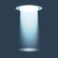 UFO light vector. Alien sky beams. Ufo spaceship with beam, saucer ufo flying illustration Royalty Free Stock Photo