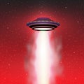 UFO light vector. Alien sky beams. Ufo spaceship with beam, saucer ufo flying illustration Royalty Free Stock Photo