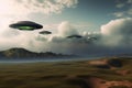 Ufo nordic landscape. Generate Ai