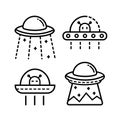 Ufo outline icon set Royalty Free Stock Photo