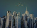 Ufo over the city Royalty Free Stock Photo