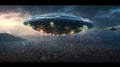 Ufo Over Downtown, Giant Alien Spaceships Over The City, Invasion Over The City Of The Planet Earth