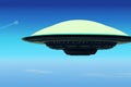 UFO. OVNI. FANI. UAP. Flying saucer in the sky. Aliens. Royalty Free Stock Photo