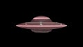 UFO rotating spacecraft with extraterrestrial visitors, Alien flying saucer. 3d rendering Royalty Free Stock Photo