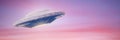 UFO, science fiction scene with fast alien spaceship, extraterrestrial visitors in flying saucer 3d space rendering banner