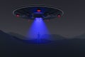 A ufo sends out a blue light