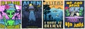 UFO set posters vintage colorful