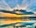 UFO Shaped Cloud at Sunset Royalty Free Stock Photo