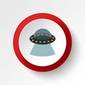 Ufo, spaceship colored button icon. Element of space illustration. Signs and symbols icon can be used for web, logo, mobile app,