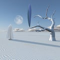 UFO in surreal desert