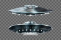 UFO. Unidentified flying object. Futuristic UFO on a transparent background. Vector illustration