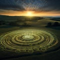 UFO Unleashed: Extraterrestrial Signatures in Crop Circles Royalty Free Stock Photo