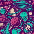 UFO vector seamless background