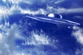 UFO vs beautiful blue sky Royalty Free Stock Photo
