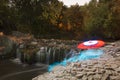 UFO at a waterfall - Light Painting