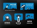 Ufology and space searches. Emblem, logo. Vector.