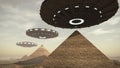 UFOs above Egypt pyramids Royalty Free Stock Photo