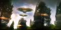 UFOs Seen Blurry Through Trees