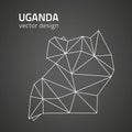 Uganda black triangle mosaic vector outline map