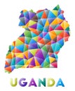 Uganda - colorful low poly country shape.