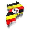 Uganda - country borders and flag