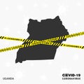 Uganda country map Lockdown template for Coronavirus pandemic for stop virus transmission