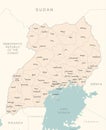 Uganda - detailed map with administrative divisions country