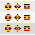Uganda flag icons set, vector flag of Uganda