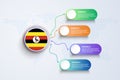 Uganda Flag with Infographic Design isolated on Dot World map