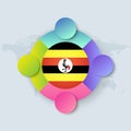 Uganda Flag with Infographic Design isolated on World map