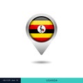 Uganda flag map pin vector design template. Royalty Free Stock Photo