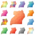 Uganda geometric polygonal, mosaic style maps.