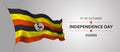 Uganda happy independence day greeting card, banner with template text vector illustration Royalty Free Stock Photo