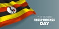 Uganda independence day greeting card, banner with template text vector illustration Royalty Free Stock Photo