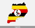 Uganda Flag Map. Map of the Republic of Uganda with the Ugandan national flag isolated on a white background. Vector Illustration Royalty Free Stock Photo