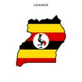 Map and Flag of Uganda Vector Design Template with Editable Stroke.