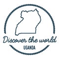 Uganda Map Outline. Vintage Discover the World.