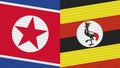 Uganda and North Korea Two Half Flags Together