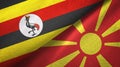 Uganda and North Macedonia two flags textile cloth, fabric texture