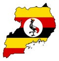 Uganda Outline Silhouette Map With The National Flag