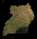 Uganda shape on black. Low-res satellite