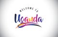 Uganda Welcome To Message in Purple Vibrant Modern Colors.