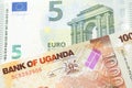 Ugandan currency paired with money from Europe