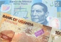 Ugandan currency paired with money from Mexico