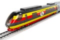 Ugandan flag painted on the high speed train. Rail travel in the Uganda, concept. 3D rendering