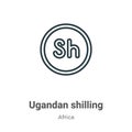 Ugandan shilling outline vector icon. Thin line black ugandan shilling icon, flat vector simple element illustration from editable